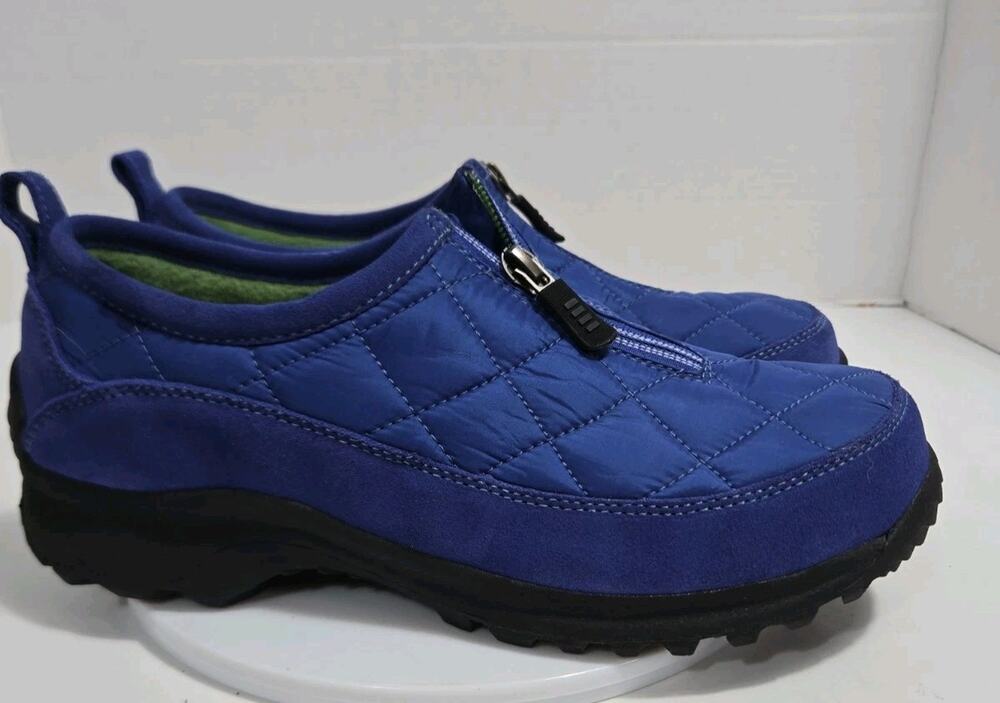 Lands' End Women’s Sz 7.5 B Blue Quilted Weatherfield Zip Casual Shoe 86524